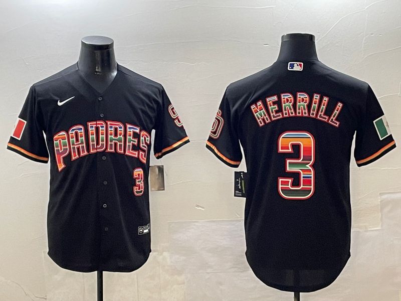 Men San Diego Padres #3 Merrill Black Fashion Game 2025 Nike MLB Jersey style 1->san diego padres->MLB Jersey